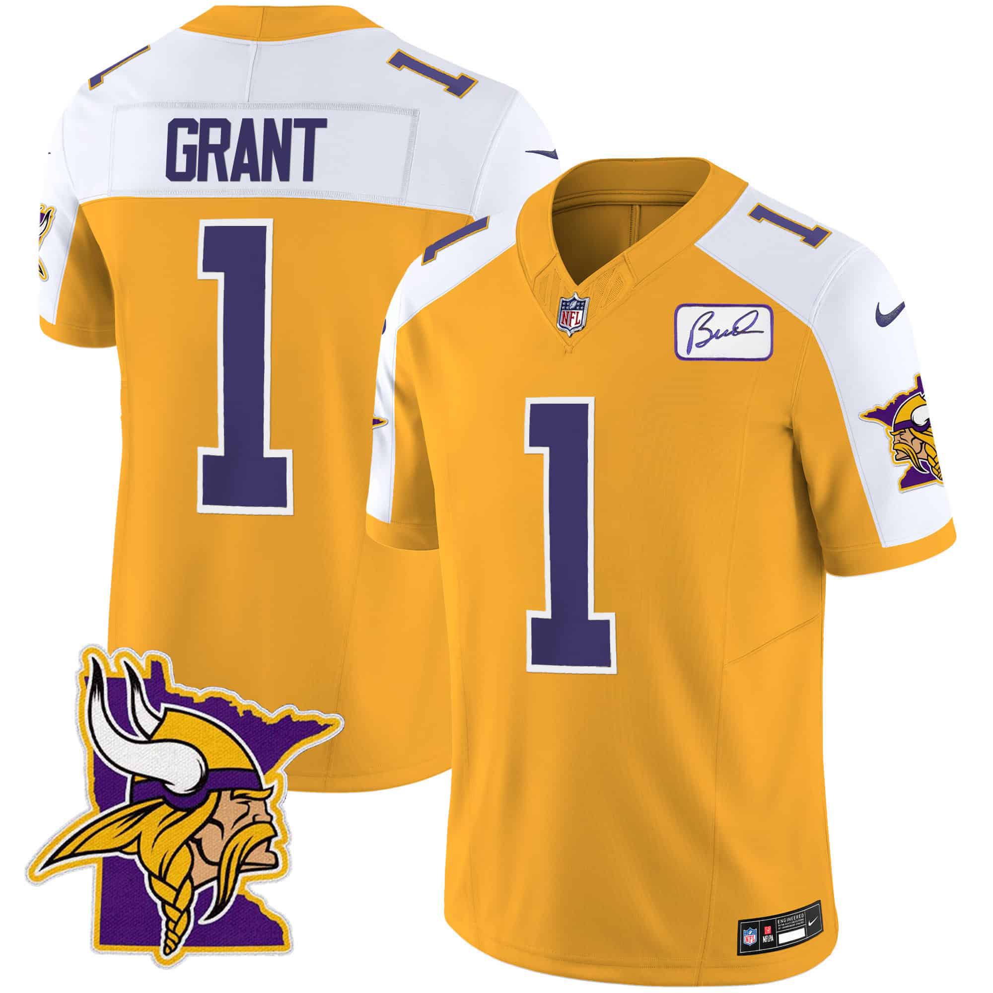 Men Minnesota Vikings #1 Grant Yellow 2024 Nike Patch Classic Limited NFL Jersey->indianapolis colts->NFL Jersey
